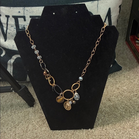 Chico's Jewelry - Chico's Gold and Black Necklace with Crystal Accents